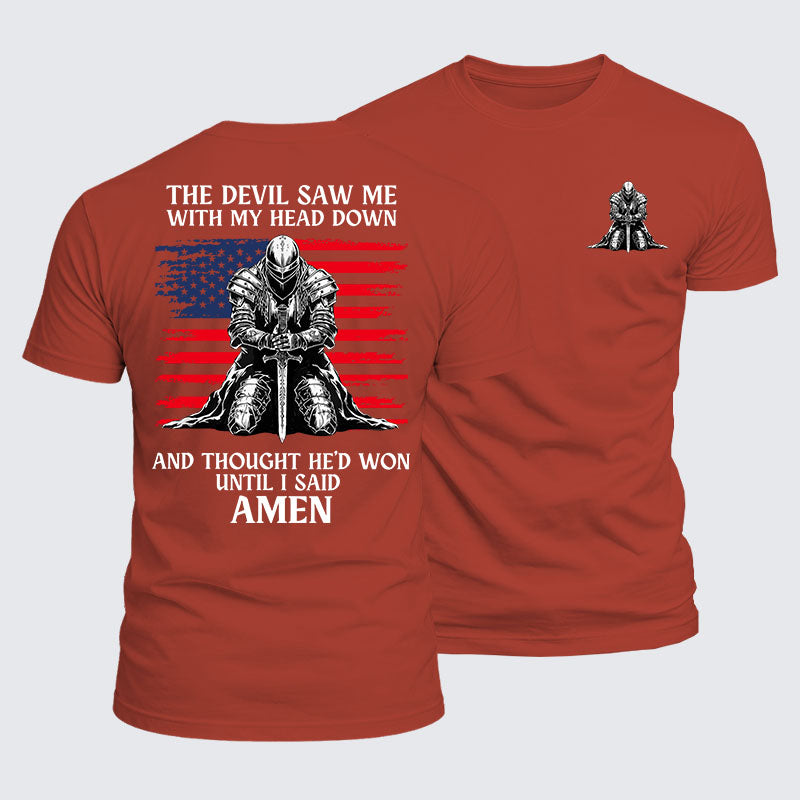 Luxe Mercerized Cotton Tee - The Devil Saw Me Until I Said Amen