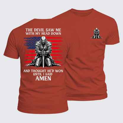 Luxe Mercerized Cotton Tee - The Devil Saw Me Until I Said Amen