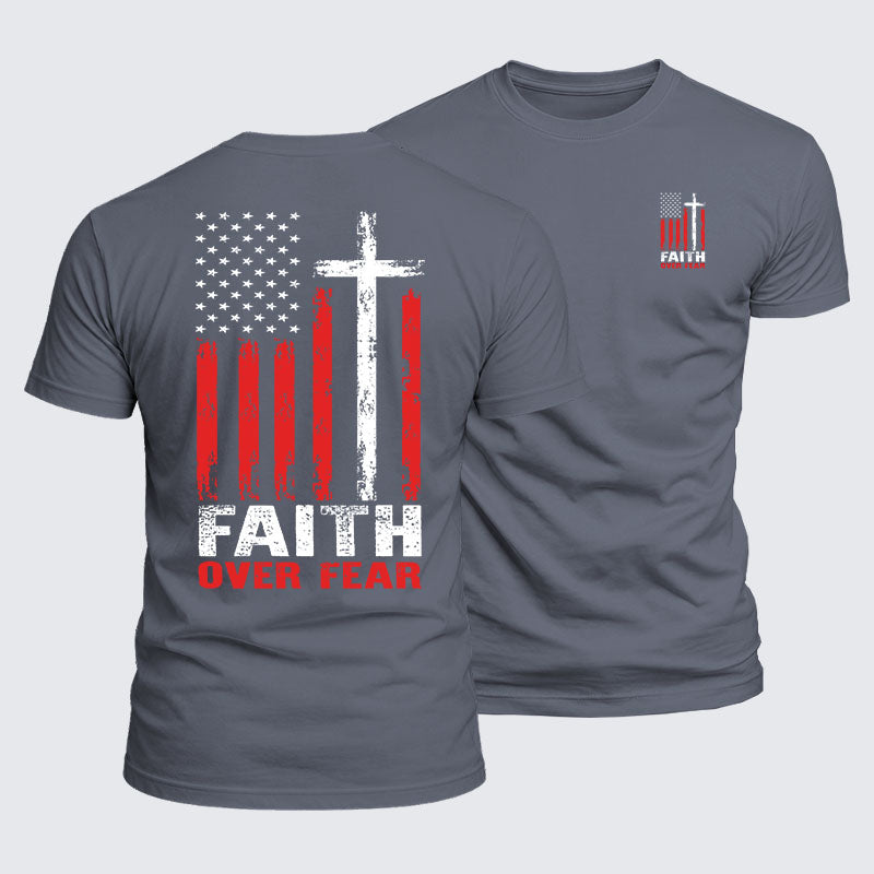 Luxe Mercerized Cotton Tee - Faith Over Fear Flag