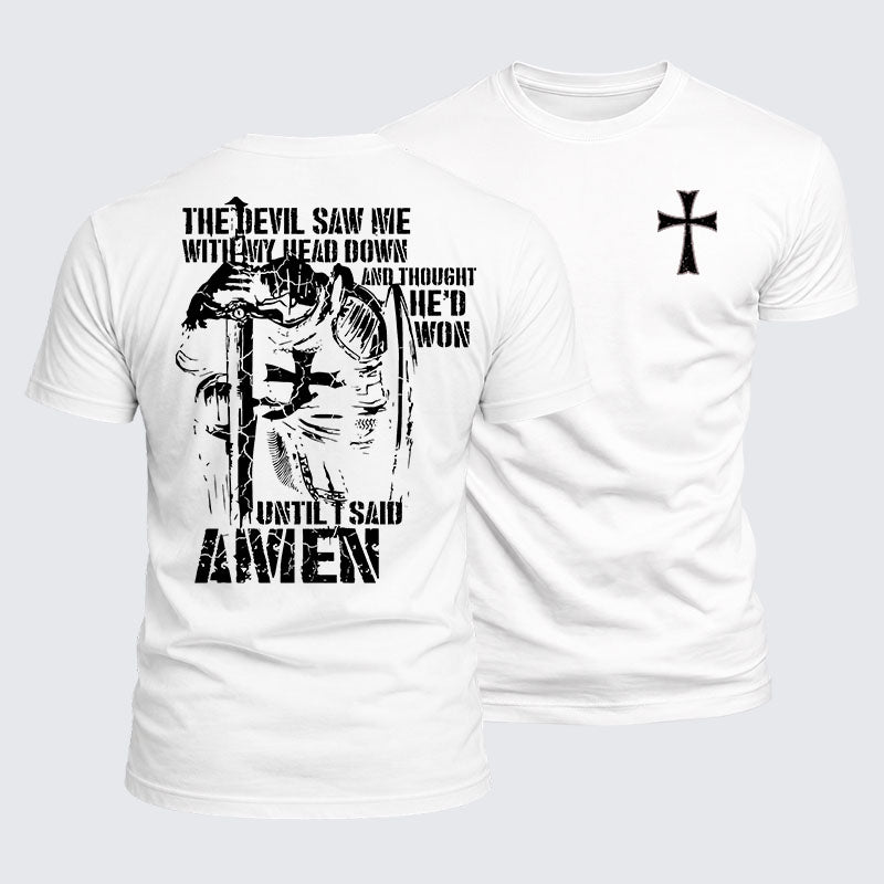 Luxe Mercerized Cotton Tee - The Devil Saw Me with My Head Down and Thought He'd Won Until I Said Amen