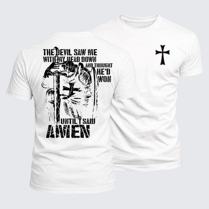 Luxe Mercerized Cotton Tee - The Devil Saw Me with My Head Down and Thought He'd Won Until I Said Amen
