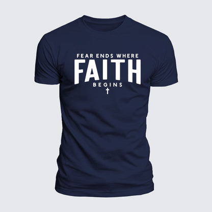 Luxe Mercerized Cotton Tee - Fear Ends Where Faith Begins
