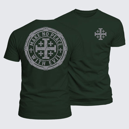 Luxe Mercerized Cotton Tee -  Make No Peace with Evil Knight Templar Jerusalem Cross
