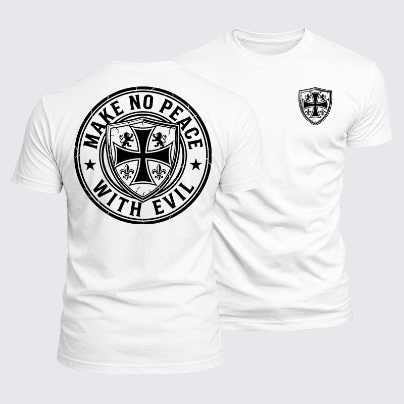 Luxe Mercerized Cotton Tee -  Make No Peace with Evil Knight Templar Jerusalem Cross
