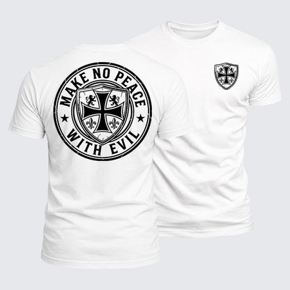 Luxe Mercerized Cotton Tee -  Make No Peace with Evil Knight Templar Jerusalem Cross