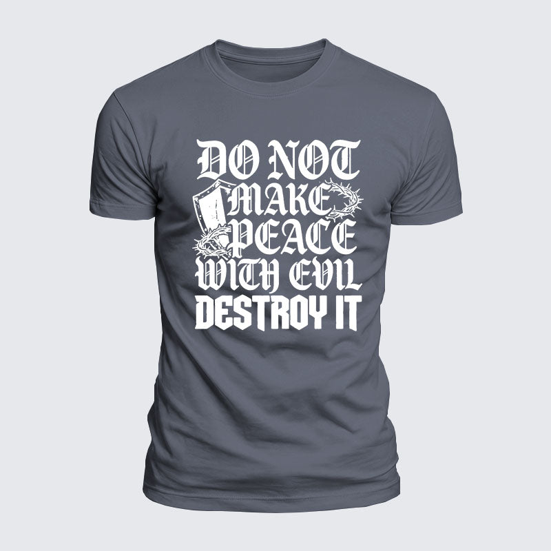Luxe Mercerized Cotton Tee -  Make No Peace with Evil Knight Templar Jerusalem Cross
