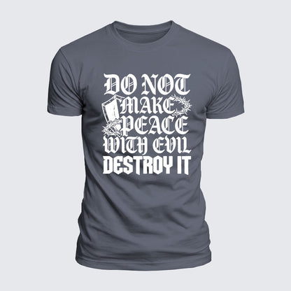 Luxe Mercerized Cotton Tee -  Make No Peace with Evil Knight Templar Jerusalem Cross