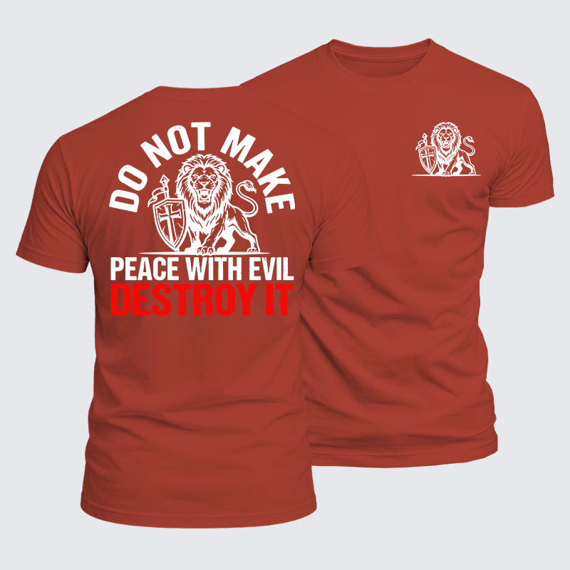 Luxe Mercerized Cotton Tee -  Make No Peace with Evil Knight Templar Jerusalem Cross