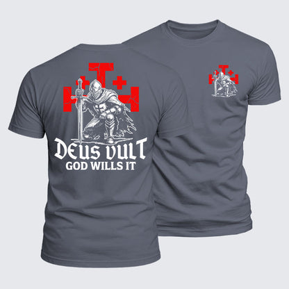 Luxe Mercerized Cotton Tee - Knights Templar Deus Vult Jerusalem Cross