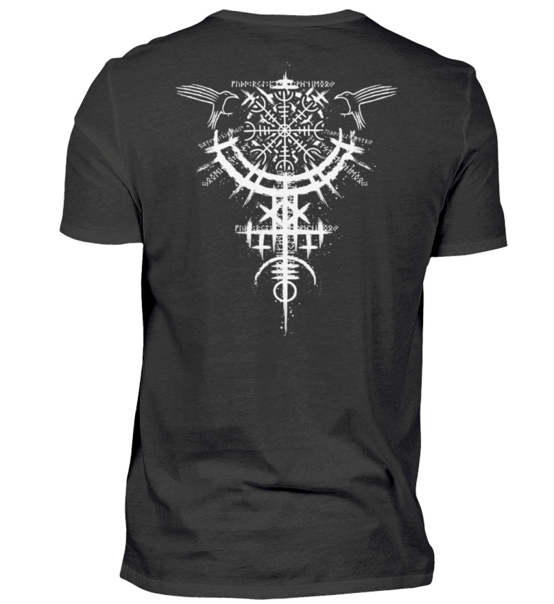 Viking Premium T-Shirt - Rune Circle, Helm of Awe & Raven Design