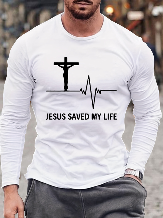 Jesus Save My Life Christian Cotton Long Sleeve T-Shirt