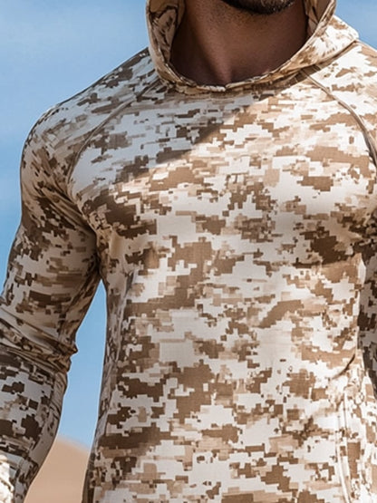 Men's Outdoor Sun Protection Cool Hooded Sun Protection Long Sleeve Top