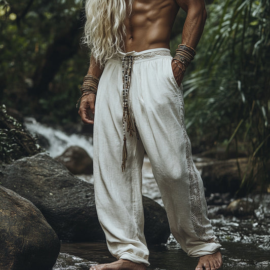 Men's Viking Bohemian Holiday Style Vintage Ethnic Totem Casual Pants