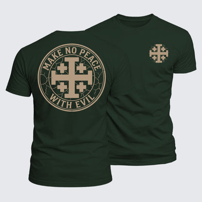 Luxe Mercerized Cotton Tee - Make No Peace with Evil Knight Templar Jerusalem Cross