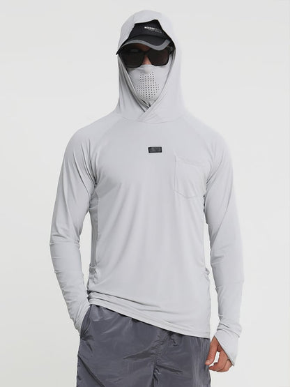 Men's Outdoor Sun Protection Breathable Cool Mask Hooded Sun Protection Long-Sleeved Top
