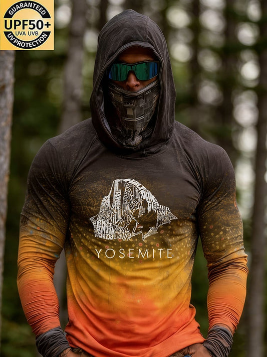 Men's Yosemite Half Dome Typography UV Protection Sun Shirt for Hiking