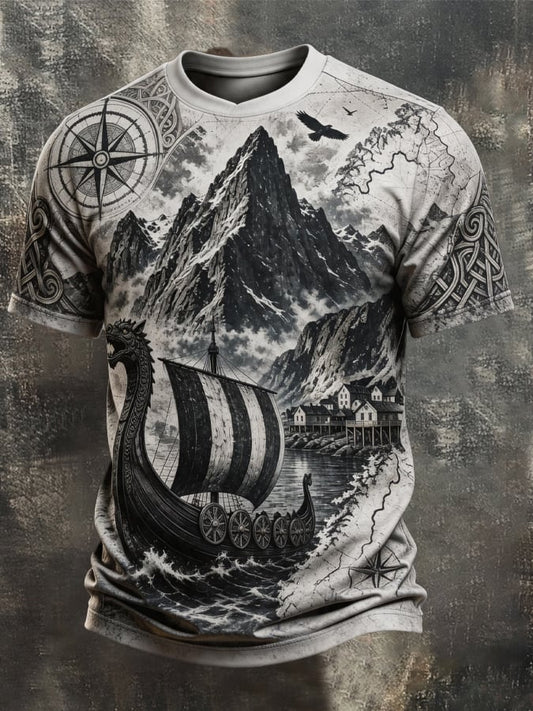 Men's Vintage Viking-Print T-Shirt