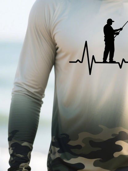 Men's Outdoor Fishing Sun Protection Breathable Cooling Mask Hooded Sun Protection Long Sleeve Top