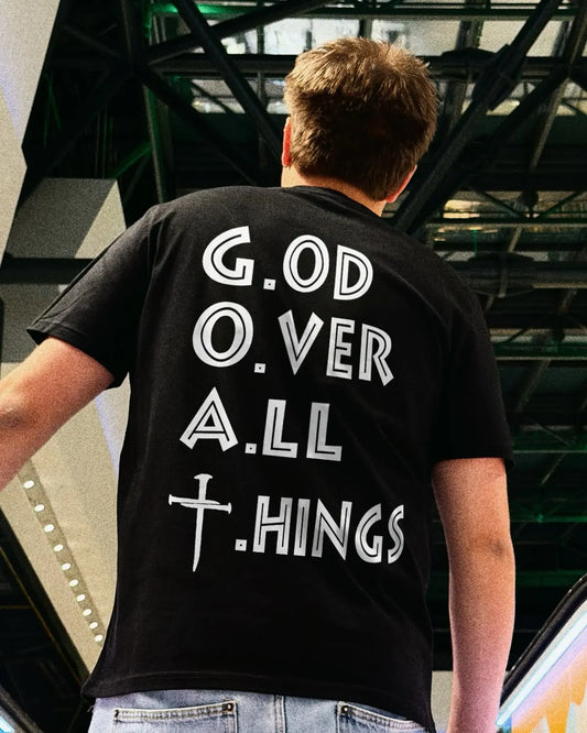 God Over All Things Cross Printed Men's T-shirt