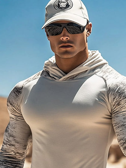 Men's Outdoor Sun Protection Cool Hooded Sun Protection Long Sleeve Top