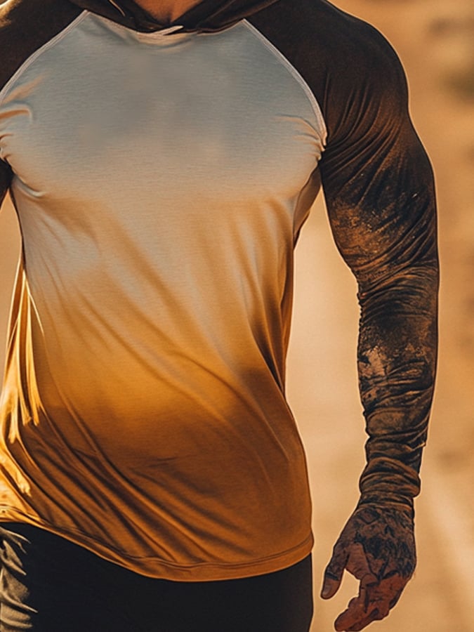 Men's Outdoor Sun Protection Cool Hooded Sun Protection Long Sleeve Top