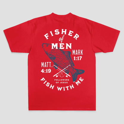 Fisher of men Mark 1:17 Matt. 4:19 Followers of jesus Fish with me Printed Men's T-shirt