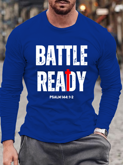 Battle Ready Psalm 144:1-2 Christian Cotton Long Sleeve T-Shirt