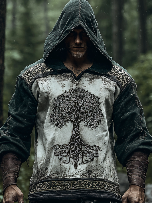 Viking Style Inspired Rune Tree of Life Digital 3D Printed Unisex Casual Hoodie