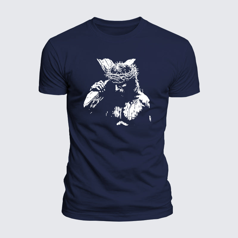 Luxe Mercerized Cotton Tee - Jesus Holding Cross