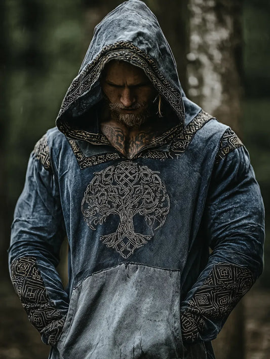 Viking Style Inspired Tree Of Life Totem Two-Tone 3D Printed Unisex Casual Hoodie