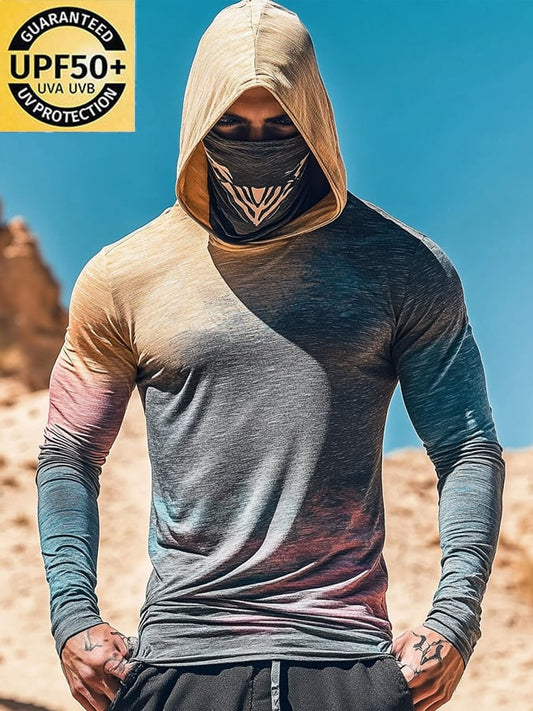 Men's Outdoor Sun Protection Breathable Cool Hooded Sun Protection Long Sleeve Top
