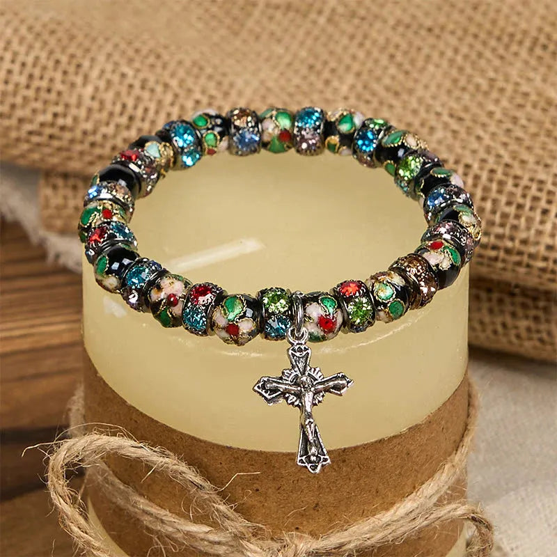 Handcrafted Cloisonné Beads Timeless Faith Bracelet A Testament of Christ's Presence
