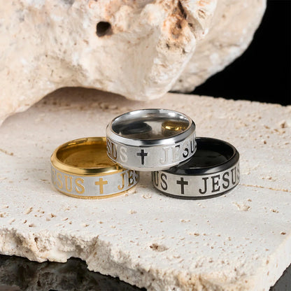Titanium Steel Ring with Laser engraving JESUS
