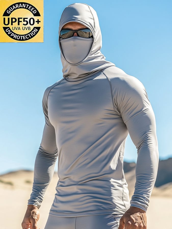 Men's Outdoor Sun Protection Breathable Cool Hooded Sun Protection Long Sleeve Top