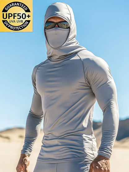 Men's Outdoor Sun Protection Breathable Cool Hooded Sun Protection Long Sleeve Top