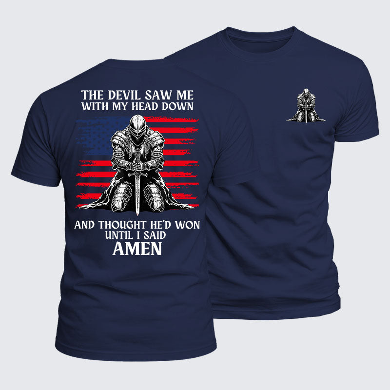 Luxe Mercerized Cotton Tee - The Devil Saw Me Until I Said Amen