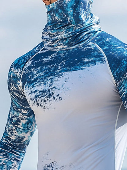 Men's Outdoor Sun Protection Breathable Cool Hooded Sun Protection Long-Sleeved Top