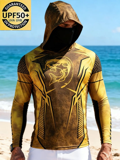 Men's Outdoor Sun Protection Breathable Cool Hooded Sun Protection Long-Sleeved Top