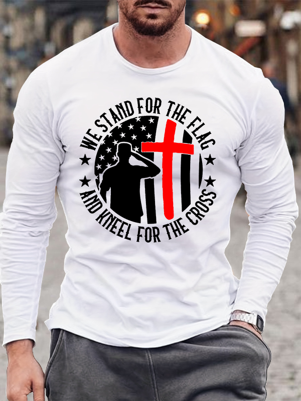 We Stand For The Flag Christian Cotton Long Sleeve T-Shirt