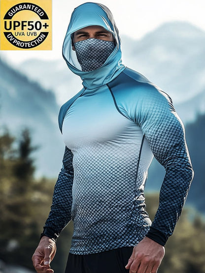 Men's Outdoor Sun Protection Breathable Cool Hooded Sun Protection Long Sleeve Top