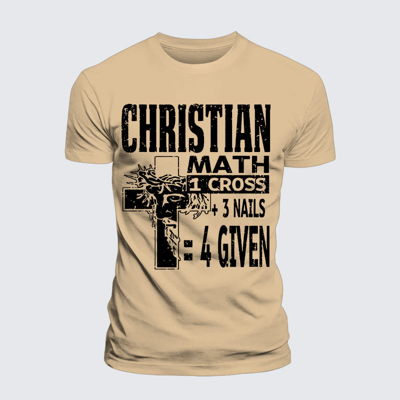Luxe Mercerized Cotton Tee - Christian Math 1 Cross 3 Nails 4 Given