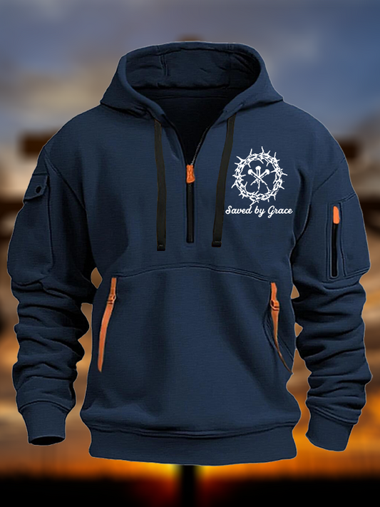 Saved By Grace Jesus God Christian Zipper Hoodies