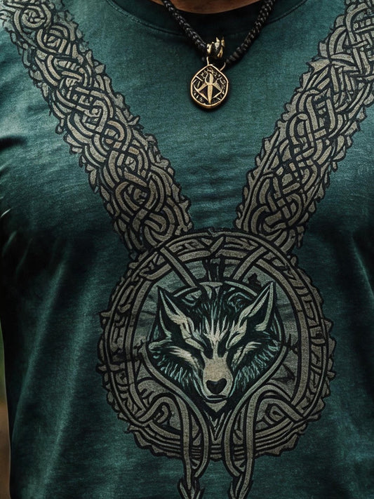 Men's Vintage Viking Print Short-Sleeve T-Shirt