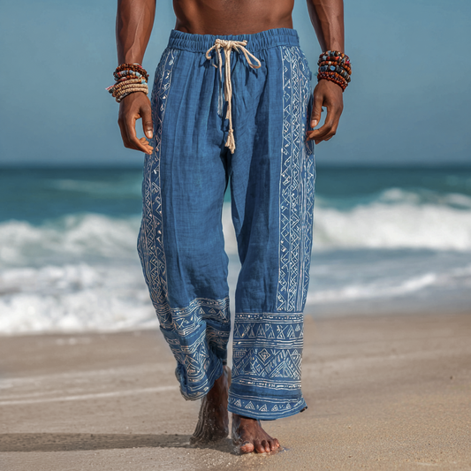 Men's Viking Summer Bohemian Vintage Tribal Ethnic Totem Casual Pants