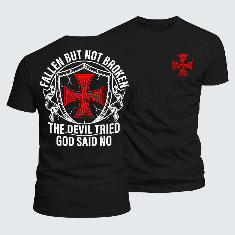 Luxe Mercerized Cotton Tee - Fallen But Not Broken The Devil Tried God Said No