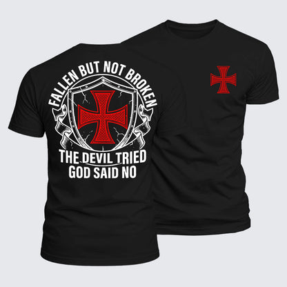 Luxe Mercerized Cotton Tee - Fallen But Not Broken The Devil Tried God Said No