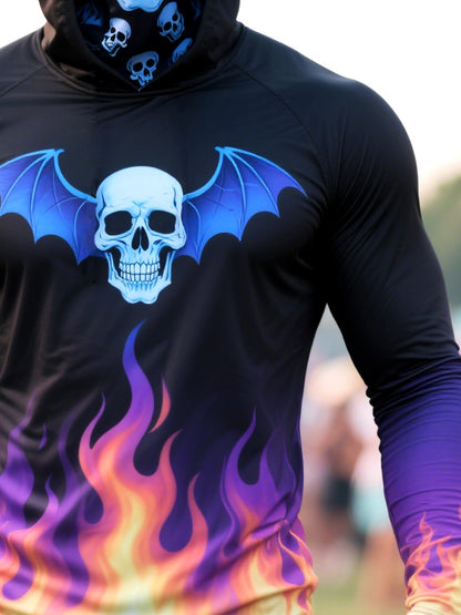 Men's Outdoor Sun Protection Breathable Cool Mask Hooded Sun Protection Long-Sleeved Top