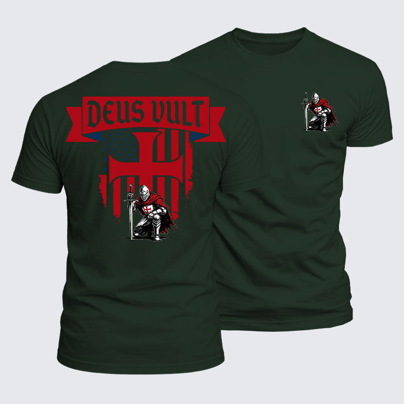 Luxe Mercerized Cotton Tee - Templar Knight Crusader Deus Vult