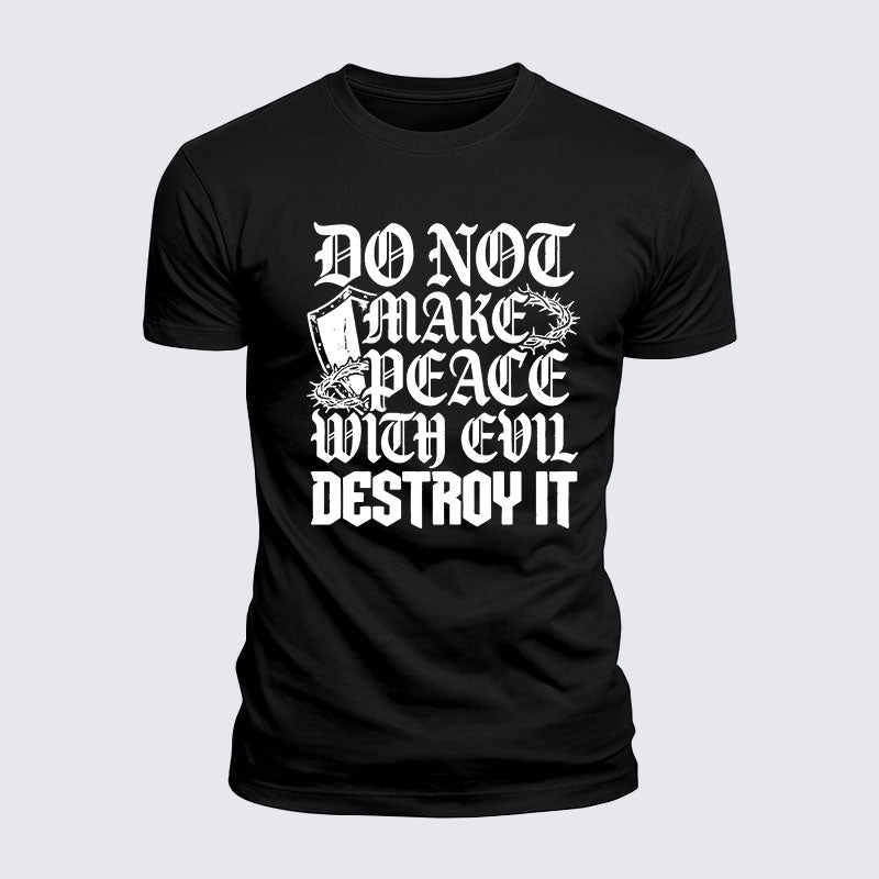 Luxe Mercerized Cotton Tee -  Make No Peace with Evil Knight Templar Jerusalem Cross