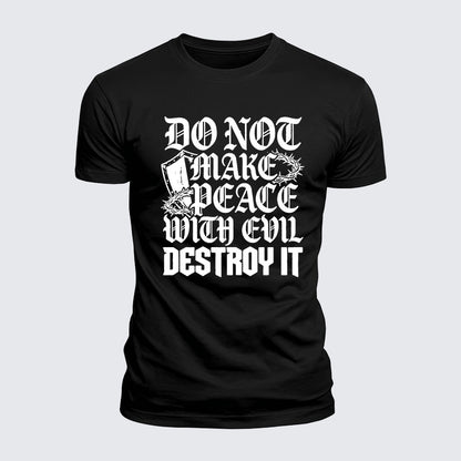 Luxe Mercerized Cotton Tee -  Make No Peace with Evil Knight Templar Jerusalem Cross